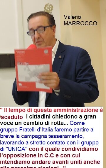 VALERIO MARROCCO / Il nome del nostro candidato sindaco sarà condiviso e qualificato !!